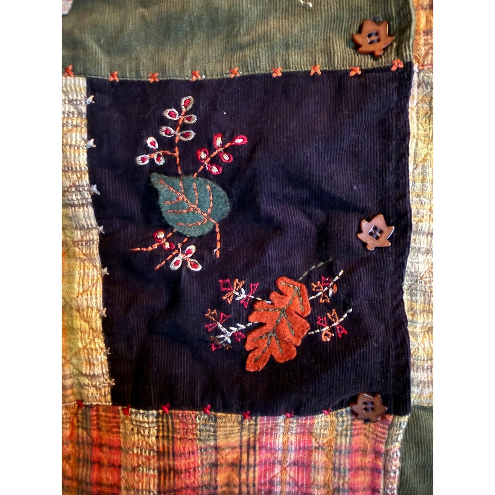 TanTrums Patchwork Embroidered Corduroy Shirt Womens Large Multicolor Fall Leaf - Picture 4 of 10